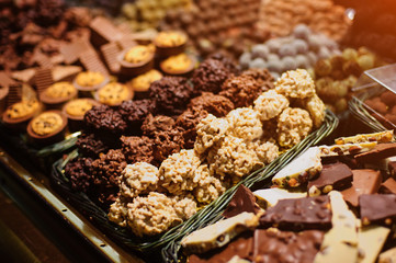 Candies assortment at the street market.