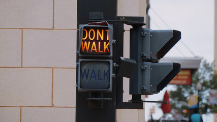 Walk - Dont Walk old traffic lights in Tulsa Downtown - USA 2017