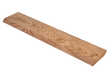 Plank made of thermal wood on a white background