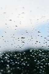 Water drops on  glass of  the car