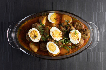 Meatballs and Boiled Eggs with Potatoes