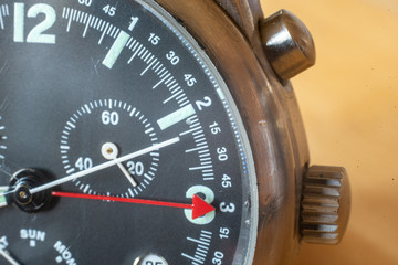 macro photo of a chronograph