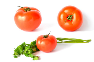 Ripe tomato set isolated on white background, photo elements