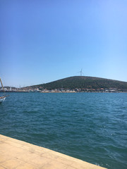 Cesme, İzmir/ Turkey - July 26, 2019 : View of Cesme coastline.