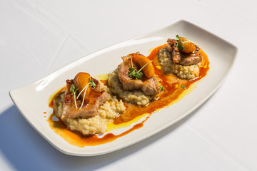 Veal chop without bone served on a plate
