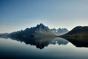 Reflection of mountain in tasermiut fjord