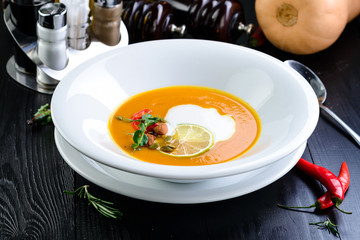 Lenten menu mashed carrot soup