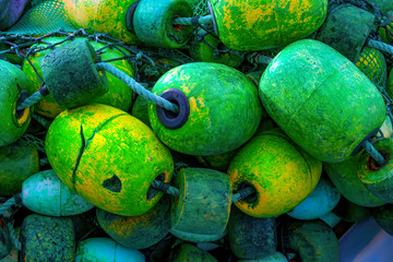 fishing nets and floats © gunillphotodesign