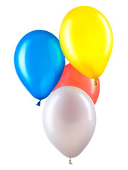 Set of multicolored helium balloons. Element of decorations for party.