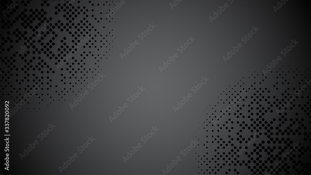 Poster abstract black background. gradient gray backdrop. halftone pattern. simple dot texture. stock vecto
