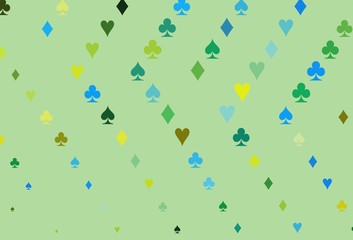 Light Blue, Yellow vector pattern with symbol of cards.