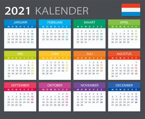 2021 Calendar Dutch - vector illustration. Dutch version