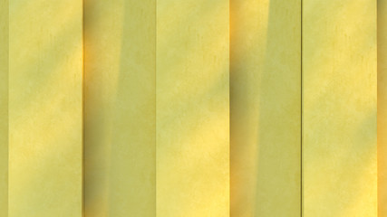 Yellow massive blocks with different directions on sunlight with trees shadow. Abstract 3d render.