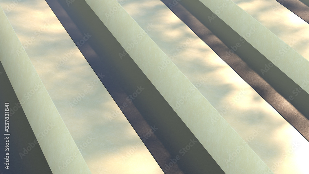 Aufkleber yellow and black massive blocks with different directions on sunlight with trees shadow. abstract 3d
