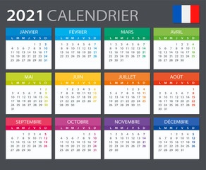 2021 Calendar French - vector illustration. French version