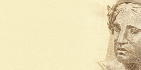 Brazilian Real - BRL currency. Fifty reais face template for economic and financial concepts.