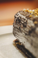 Details of a homemade chocolate cake - May 2020.