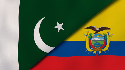 The flags of Pakistan and Ecuador. News, reportage, business background. 3d illustration