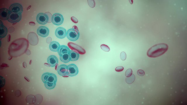 Distribution of the virus in zombies. Zombie apocalypse. Viral cell division. Blood of a dead person. Virus under a microscope. Horror concept.
