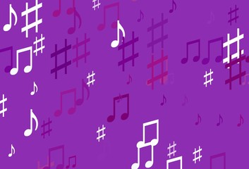 Light Purple vector template with musical symbols.