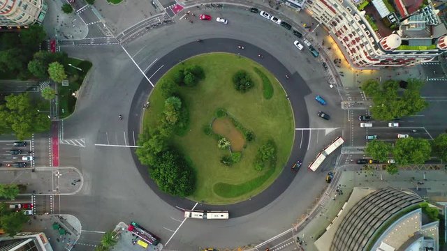 4k video color graded roundabout Barcelona  drone Aerial view Barcelona, Catalunya, Spain, Europe