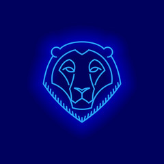 Leo star sign Lion astrological symbol, logo, emblem. Thin line geometric illustration. Vector outline zodiac symbol The king of beasts concept