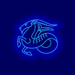 Capricornus star sign Capricorn astrological symbol, logo, emblem. Thin line geometric illustration. Outline zodiac symbol Ibex vector concept