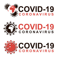collection of abstract coronavirus warning sign isolated on white background