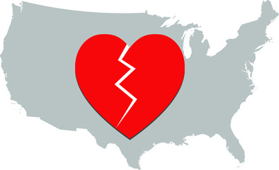 Obraz na płótnie Canvas Broken heart of Americans due to corona virus death