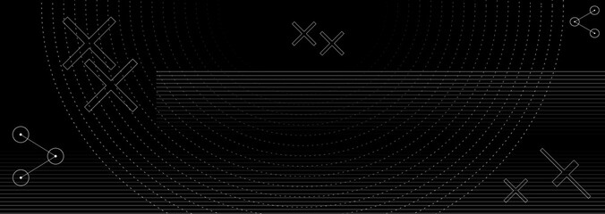 Abstract geometric pattern, stylish black background, space for text or logo, technology concept.
