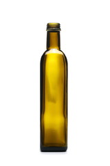 Empty brown glass bottle isolated on white background