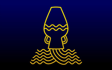 Aquarius star sign Aquarian astrological symbol, logo, emblem. Thin line geometric illustration. Outline zodiac symbol Water jets vector concept