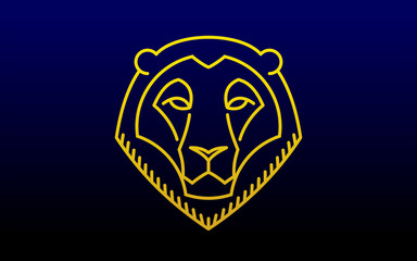 Leo star sign Lion astrological symbol, logo, emblem. Thin line geometric illustration. Vector outline zodiac symbol The king of beasts concept
