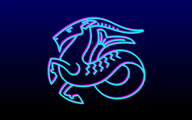 Capricornus star sign Capricorn astrological symbol, logo, emblem. Thin line geometric illustration. Outline zodiac symbol Ibex vector concept