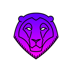 Leo star sign Lion astrological symbol, logo, emblem. Thin line geometric illustration. Vector outline zodiac symbol The king of beasts concept