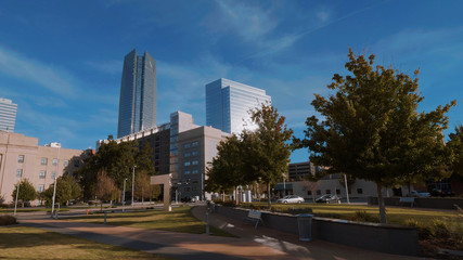 Bicentennial Park in Oklahoma City and Devon Energy Tower - USA 2017