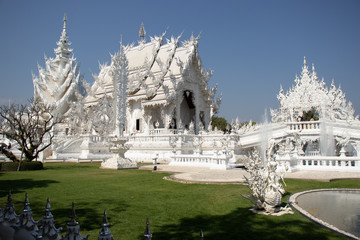 A beautiful view of white temple at Chiang Rai, Thailand.