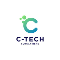 the letter logo "C" premium vector, laboratory technology, letters, molecules, modern, unique, cool