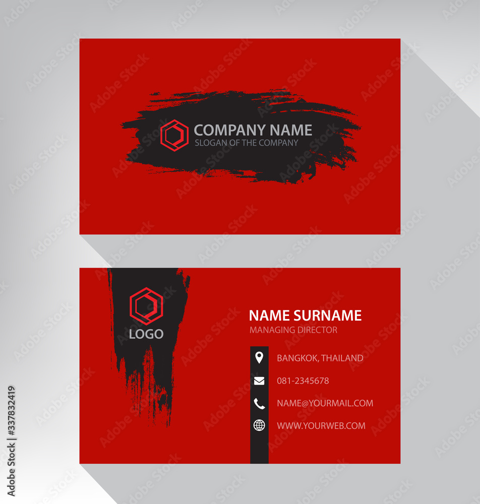 Wall mural vector. business card template. design red and black color