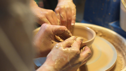 Clay pot handmade. Hand work