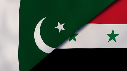 The flags of Pakistan and Syria. News, reportage, business background. 3d illustration