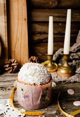 Easter, Easter cake on a wooden background.