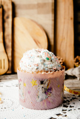 Easter, Easter cake on a dark background with a complex composition, beautiful scenery, rustic style. Cotolic easter