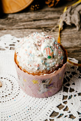 Easter, Easter cake on a wooden background.