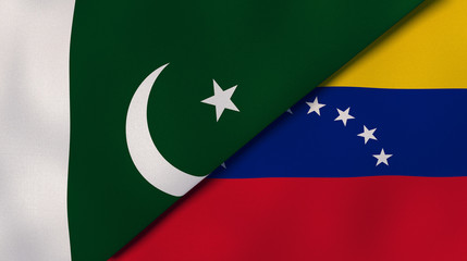 The flags of Pakistan and Venezuela. News, reportage, business background. 3d illustration