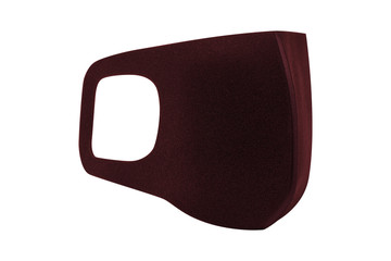 Reusable coil filtered face mask, safety breathing, dust protection, ear-loop mask to cover the mouth and nose. Trendy hospital, pollution protect face masking isolated on white, in black color