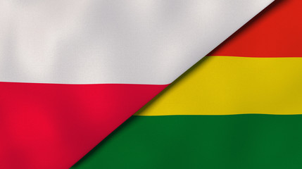 The flags of Poland and Bolivia. News, reportage, business background. 3d illustration