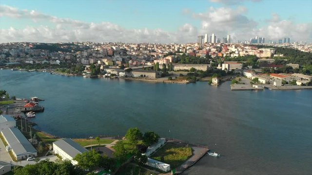 Beautiful view of the skyline of Istanbul. Looking over the Halic, towards Beyoglu.