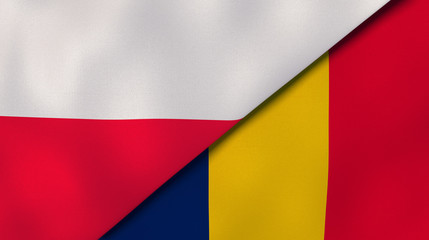 The flags of Poland and Chad. News, reportage, business background. 3d illustration