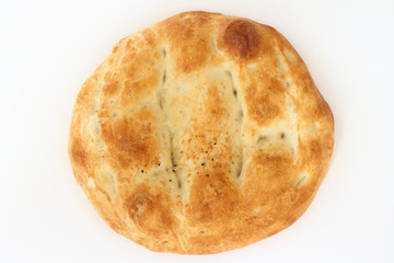 Turkish ramadan pita bread, isolated on white background